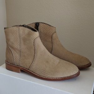 Joie Snake Embossed Leather Ankle Boots